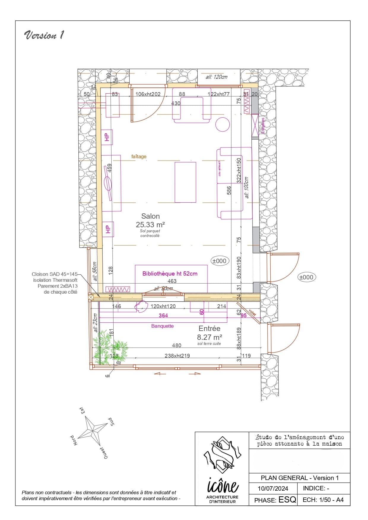 Annexe aménagée - Plan d’esquisse version 2 Variante du plan d’aménagement intérieur de l'annexe
